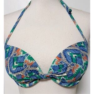 Aerie • Green Blue Patterned Bikini Top